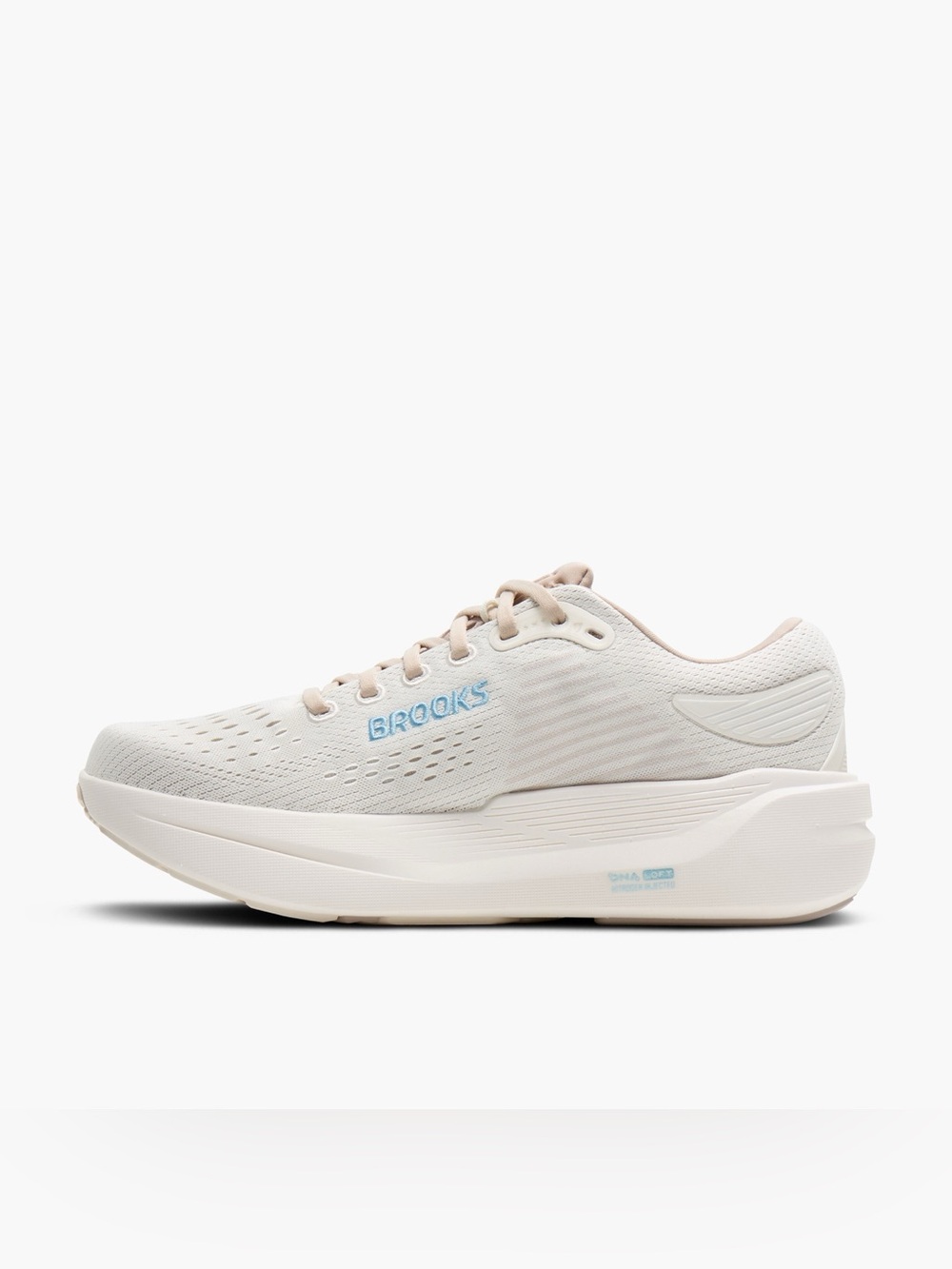 Brooks Ghost Max 3 Running Sneakers in White/Grey/Blue - Picture 3 of 14